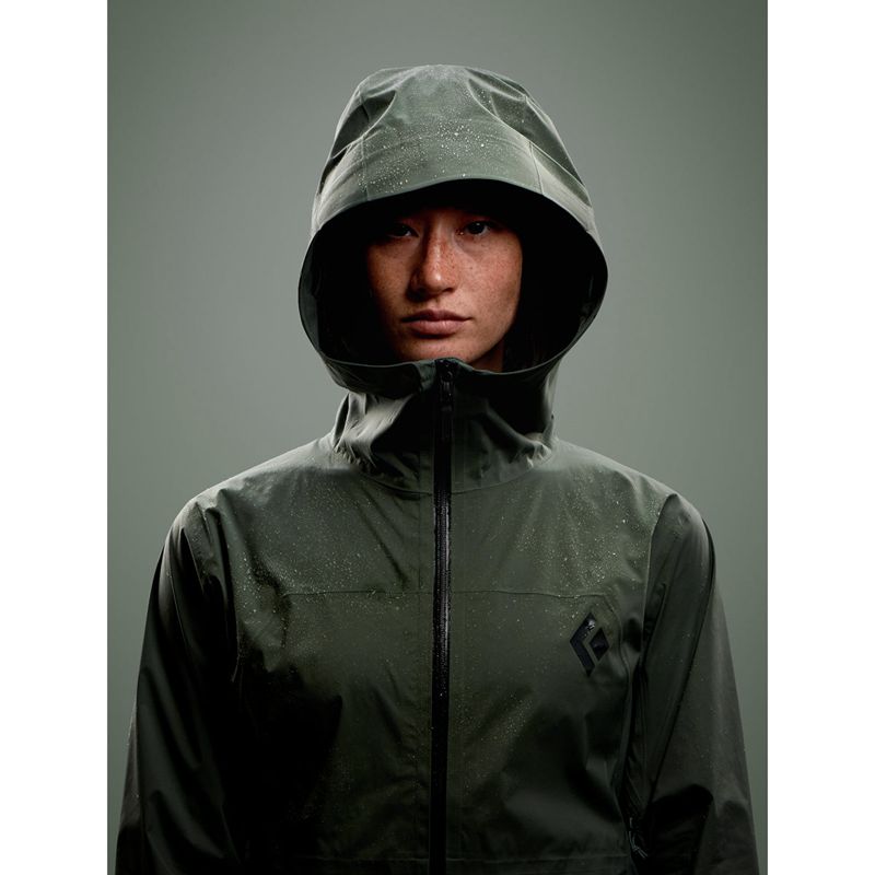 Black Diamond Stormline Stretch Rain Shell Jakke Dame Grønn | 473-OWLKUI